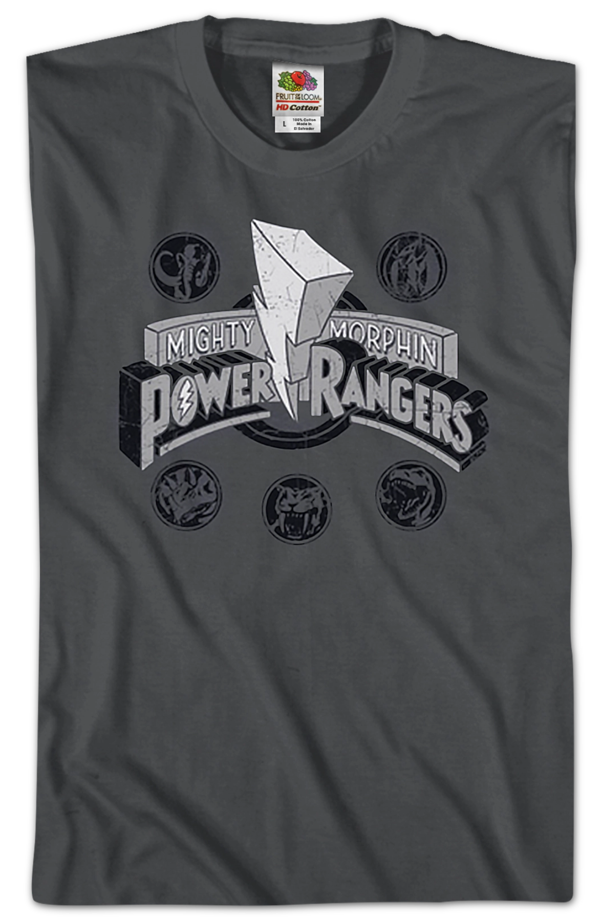 Distressed Logo Mighty Morphin Power Rangers T-Shirt