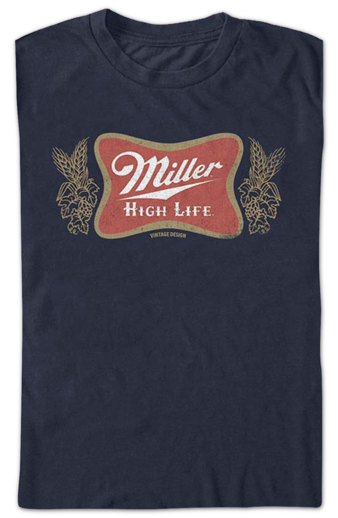 Distressed Navy Logo Miller High Life T-Shirt