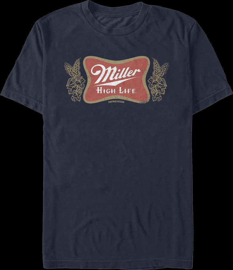 Distressed Navy Logo Miller High Life T-Shirt