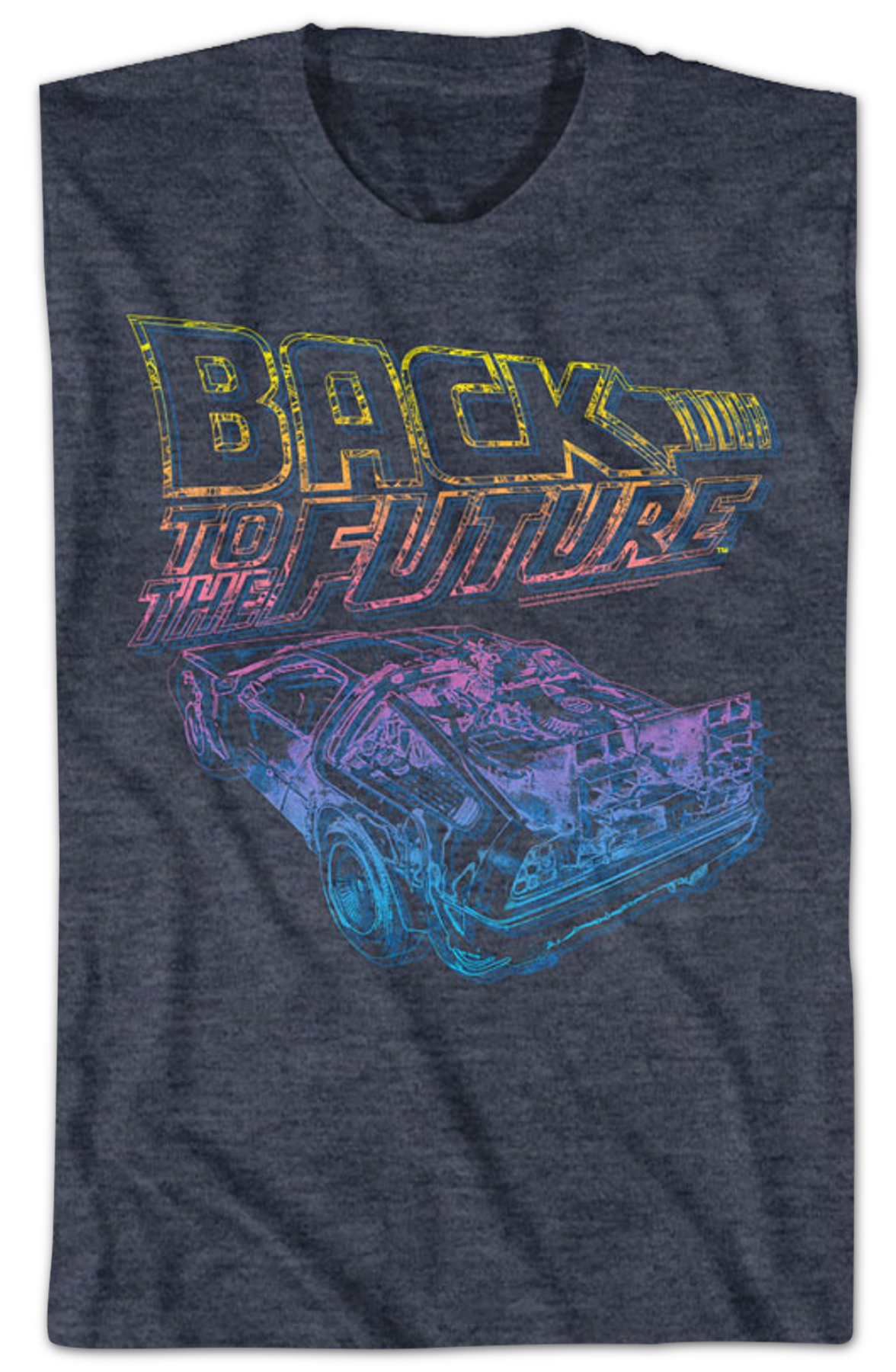 Distressed Neon Logo And DeLorean Back To The Future T-Shirt