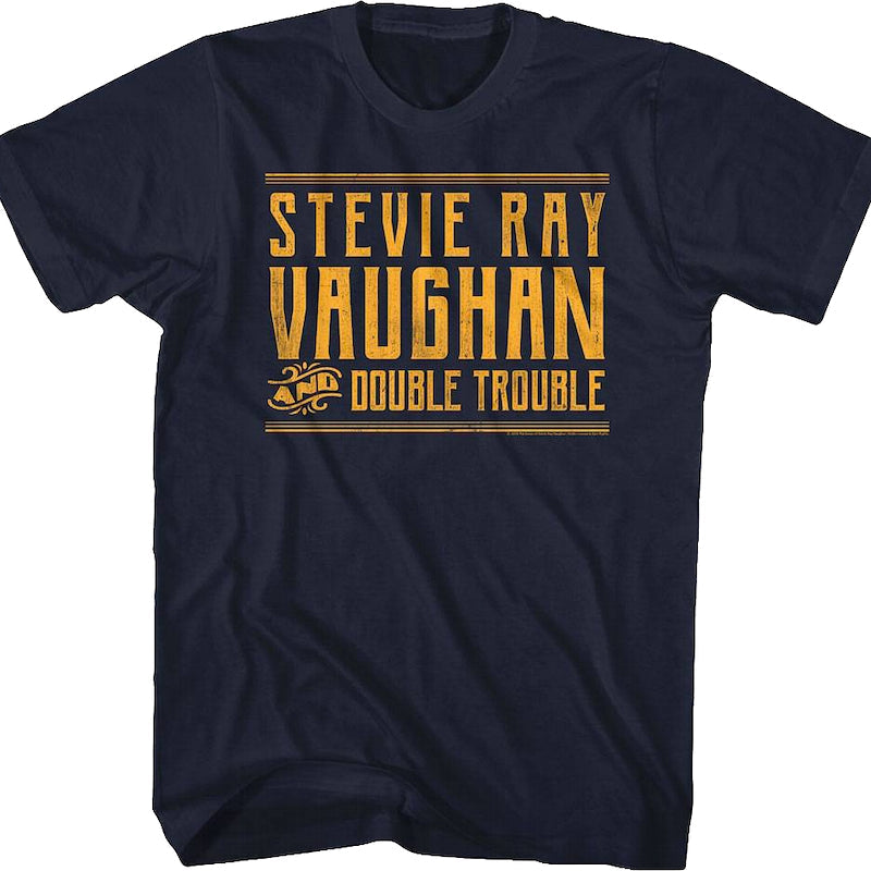 Blue Distressed Stevie Ray Vaughan and Double Trouble T-Shirt