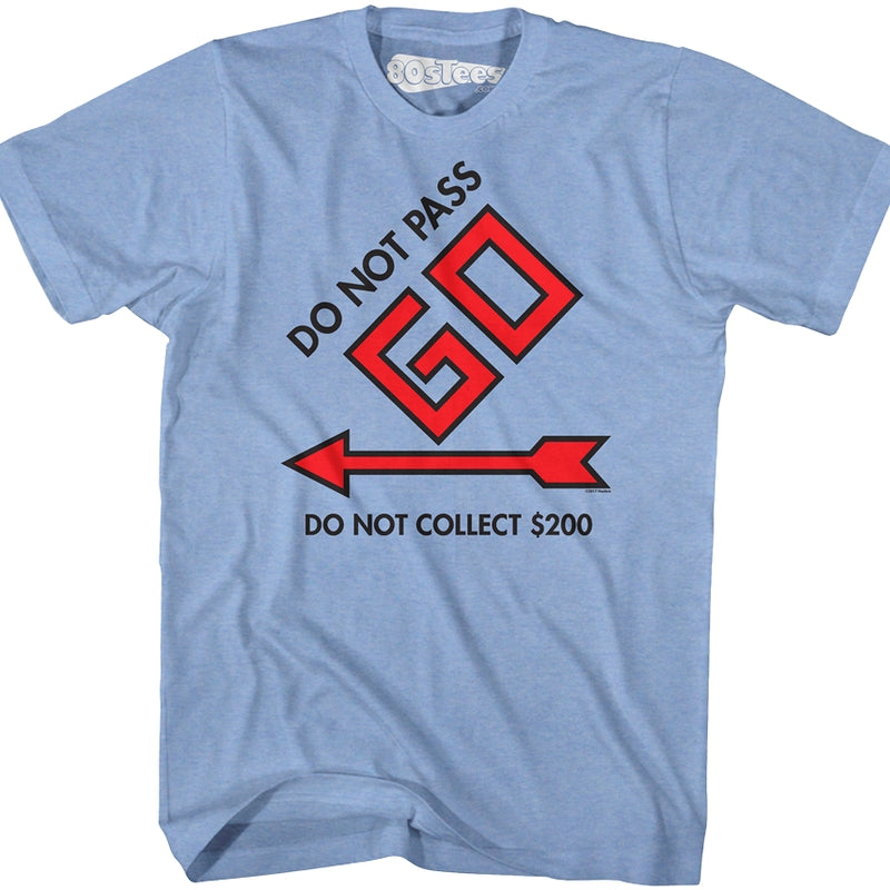 Blue Do Not Pass Go Monopoly T-Shirt