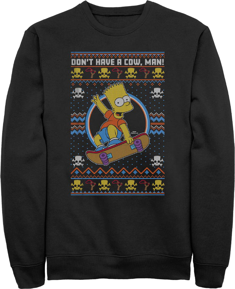 Don't Have A Cow Faux Ugly Christmas Sweater Simpsons Sweatshirt