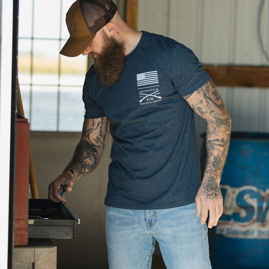 Red Blood Blue Collar¬Æ T-Shirt - Midnight Navy