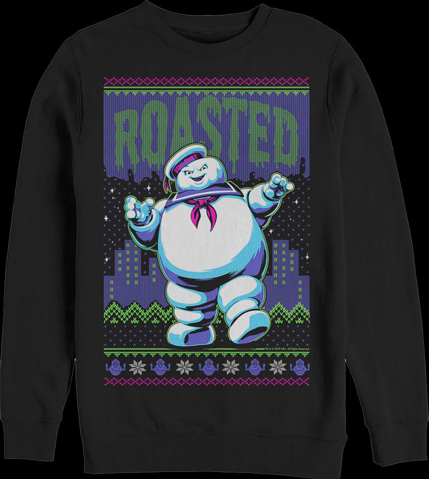 Faux Ugly Stay Puft Marshmallow Man Ghostbusters Christmas Sweatshirt