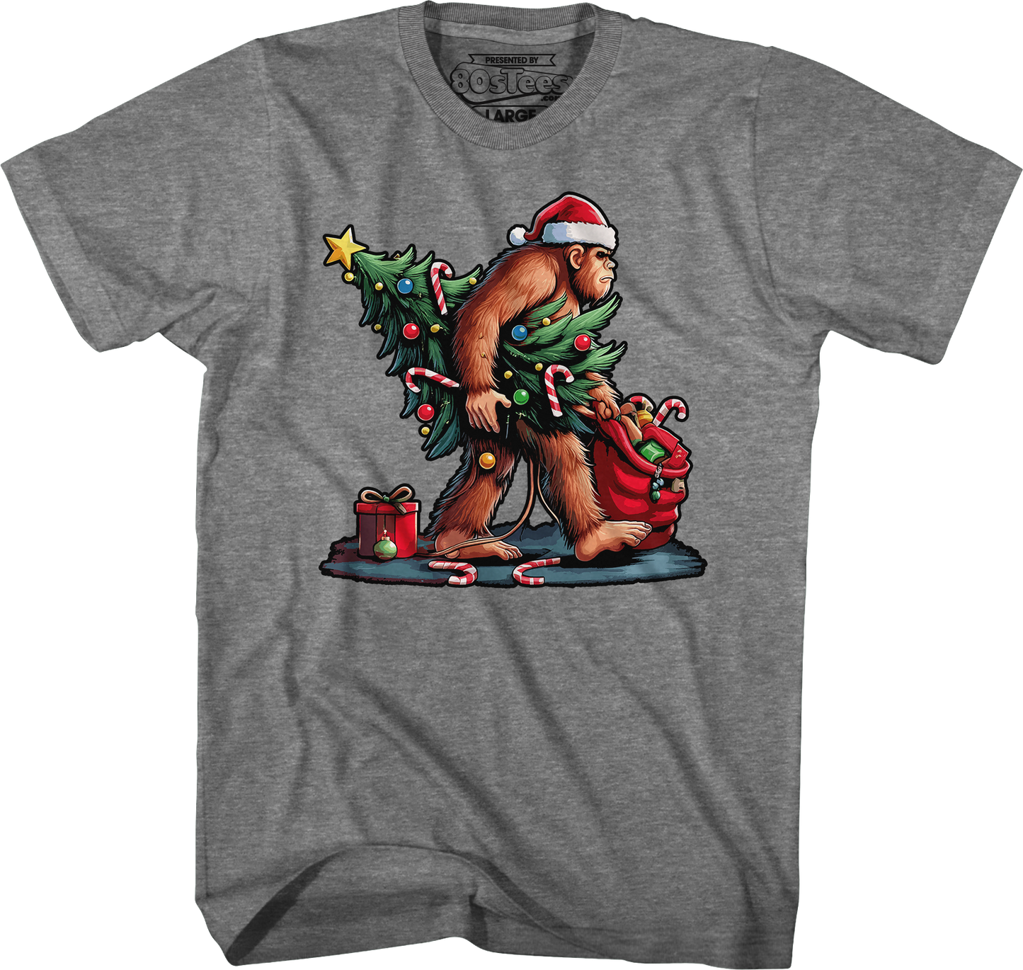 Festive Bigfoot Christmas T-Shirt