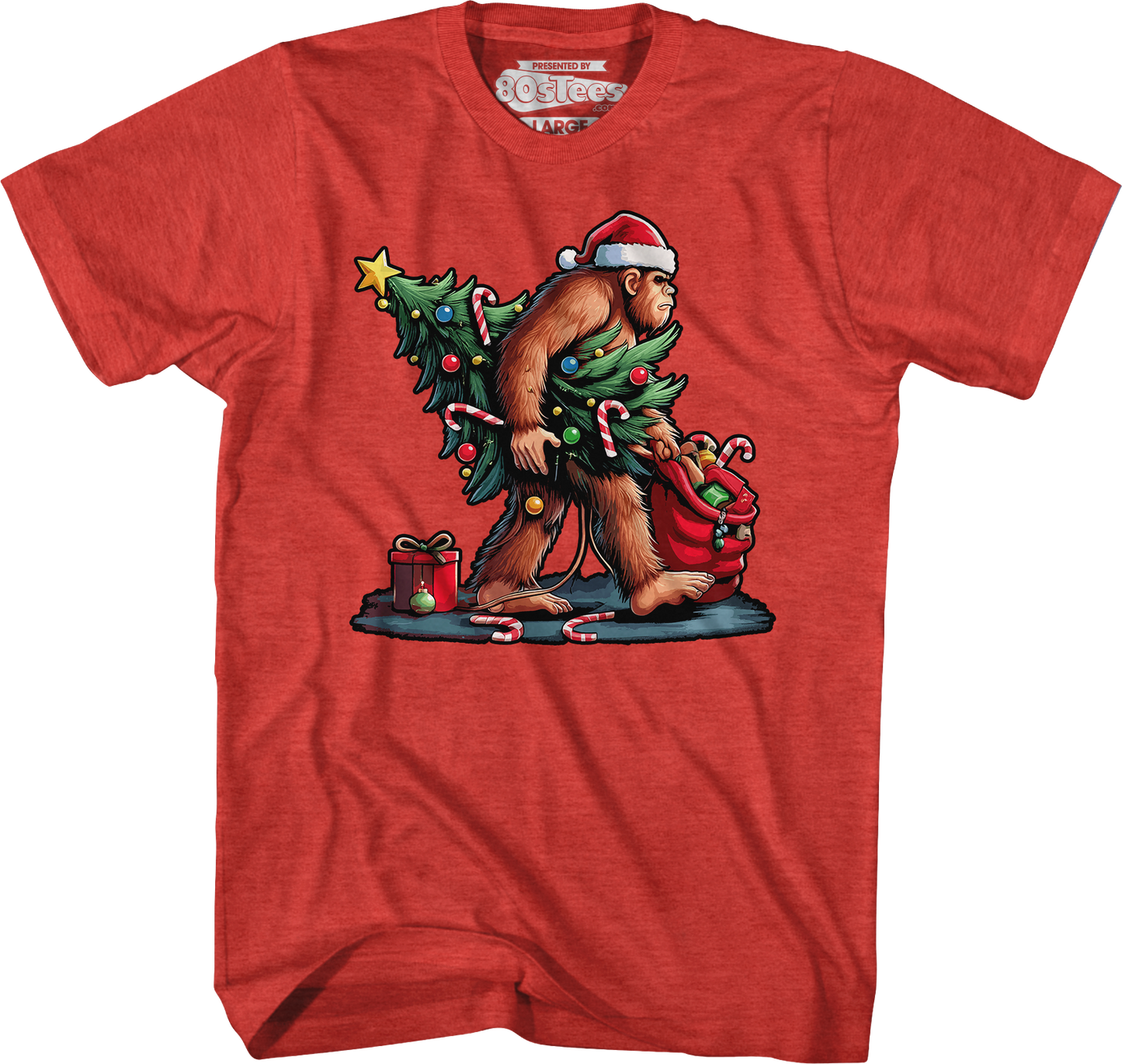 Festive Bigfoot Christmas T-Shirt
