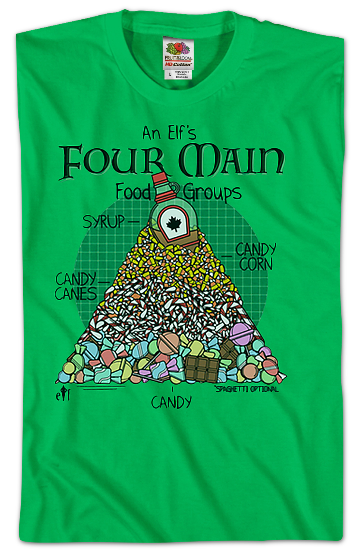 Four Main Food Groups Christmas Elf T-Shirt