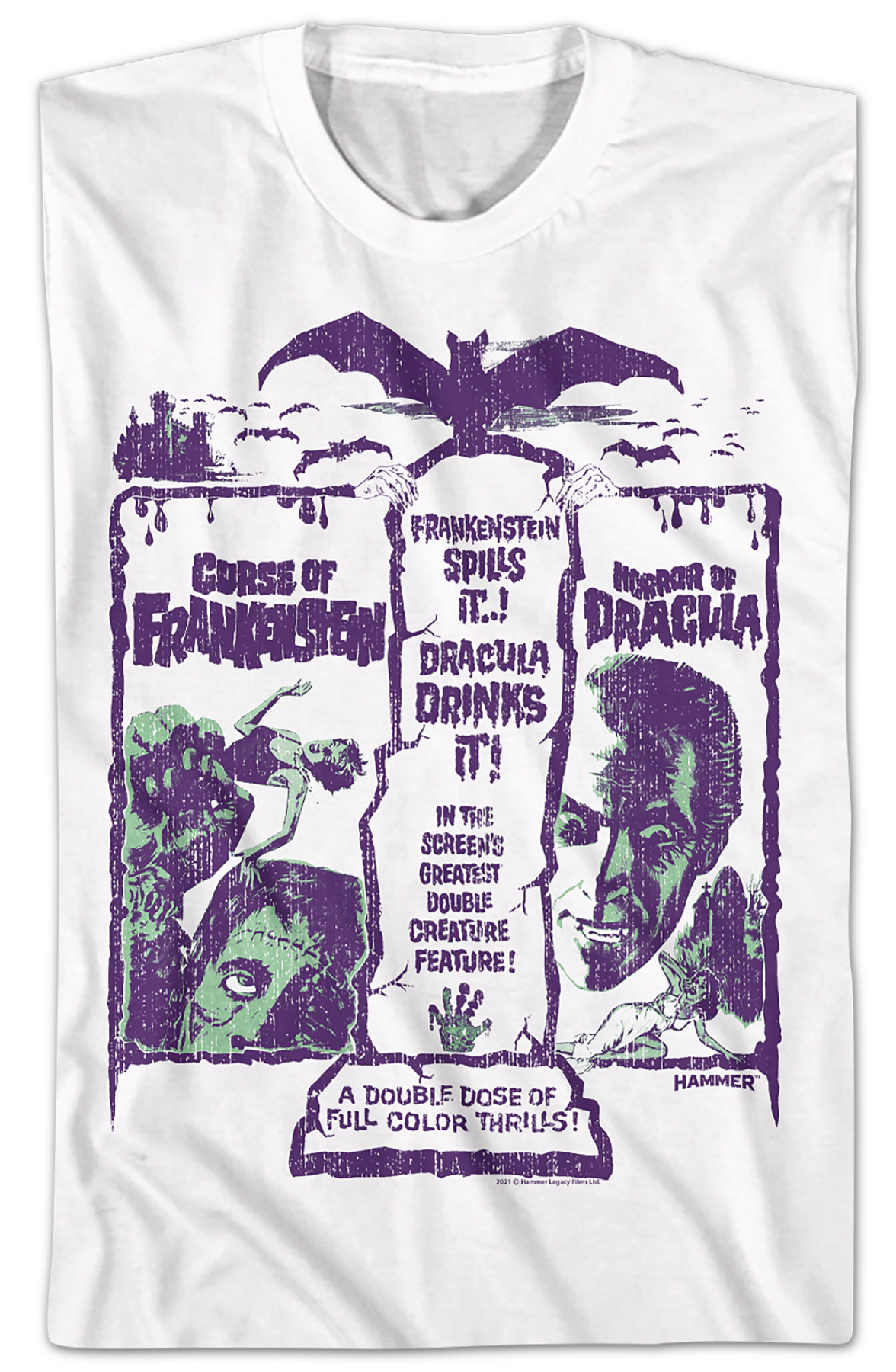 Frankenstein And Dracula Double Feature Hammer Films T-Shirt