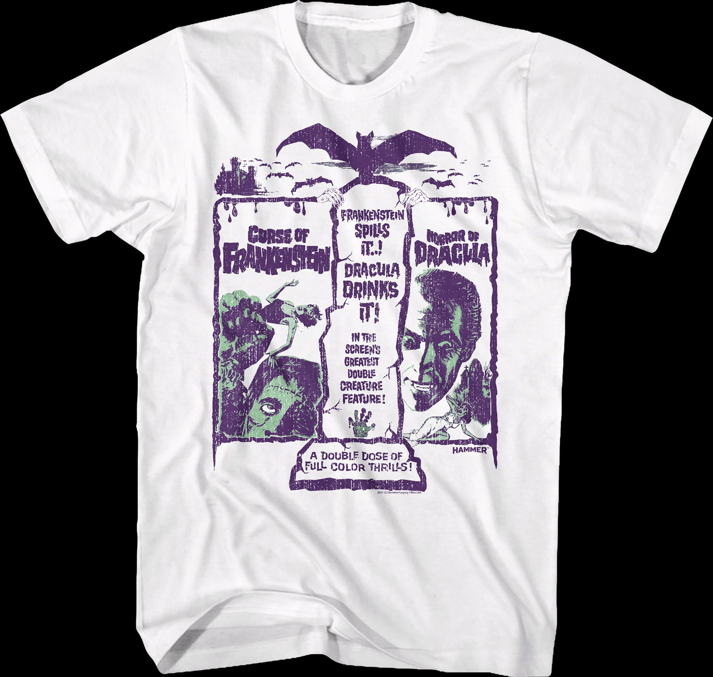 Frankenstein And Dracula Double Feature Hammer Films T-Shirt