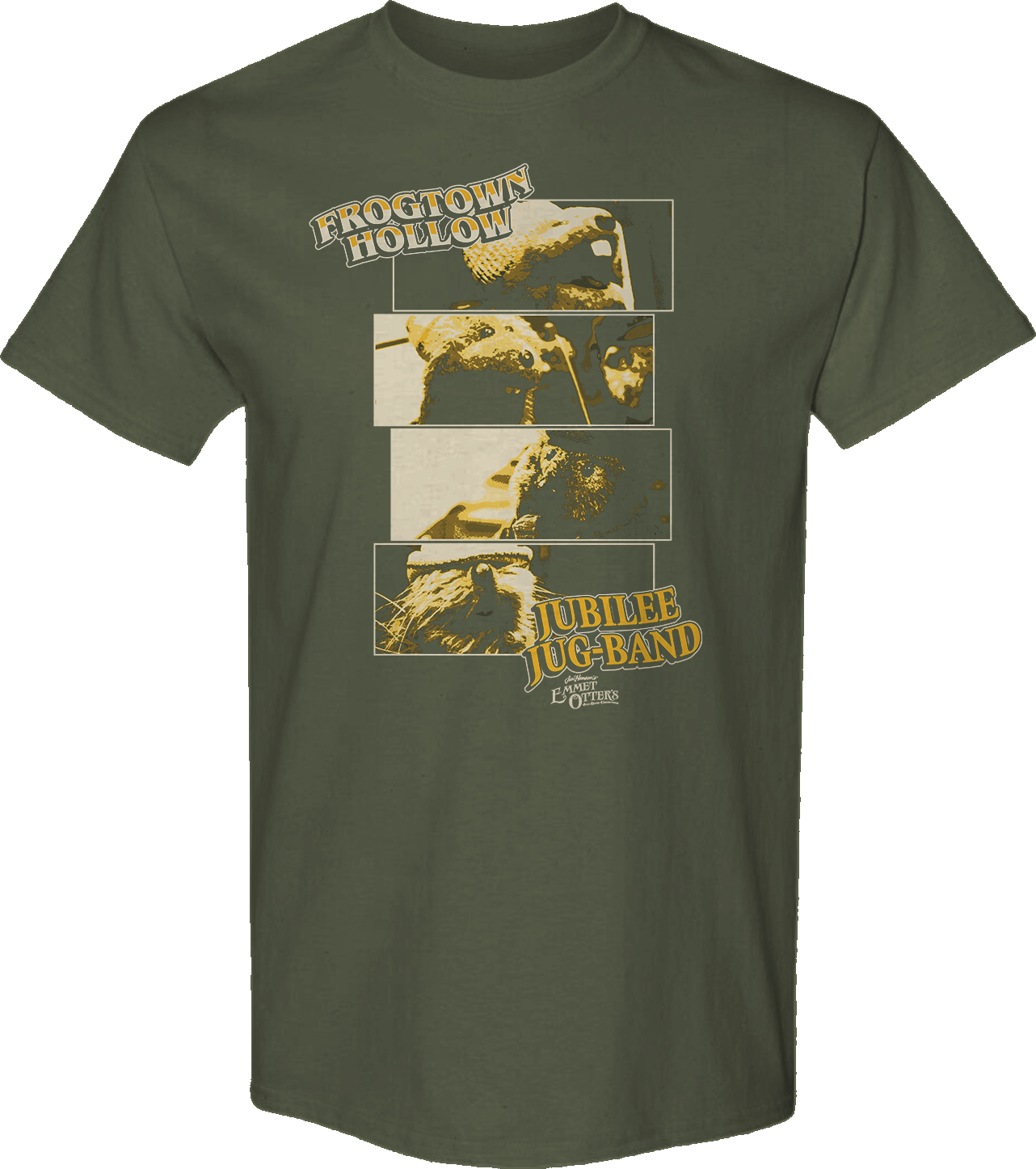 Frogtown Hollow Jubilee Jug-Band Collage Emmet Otter T-Shirt