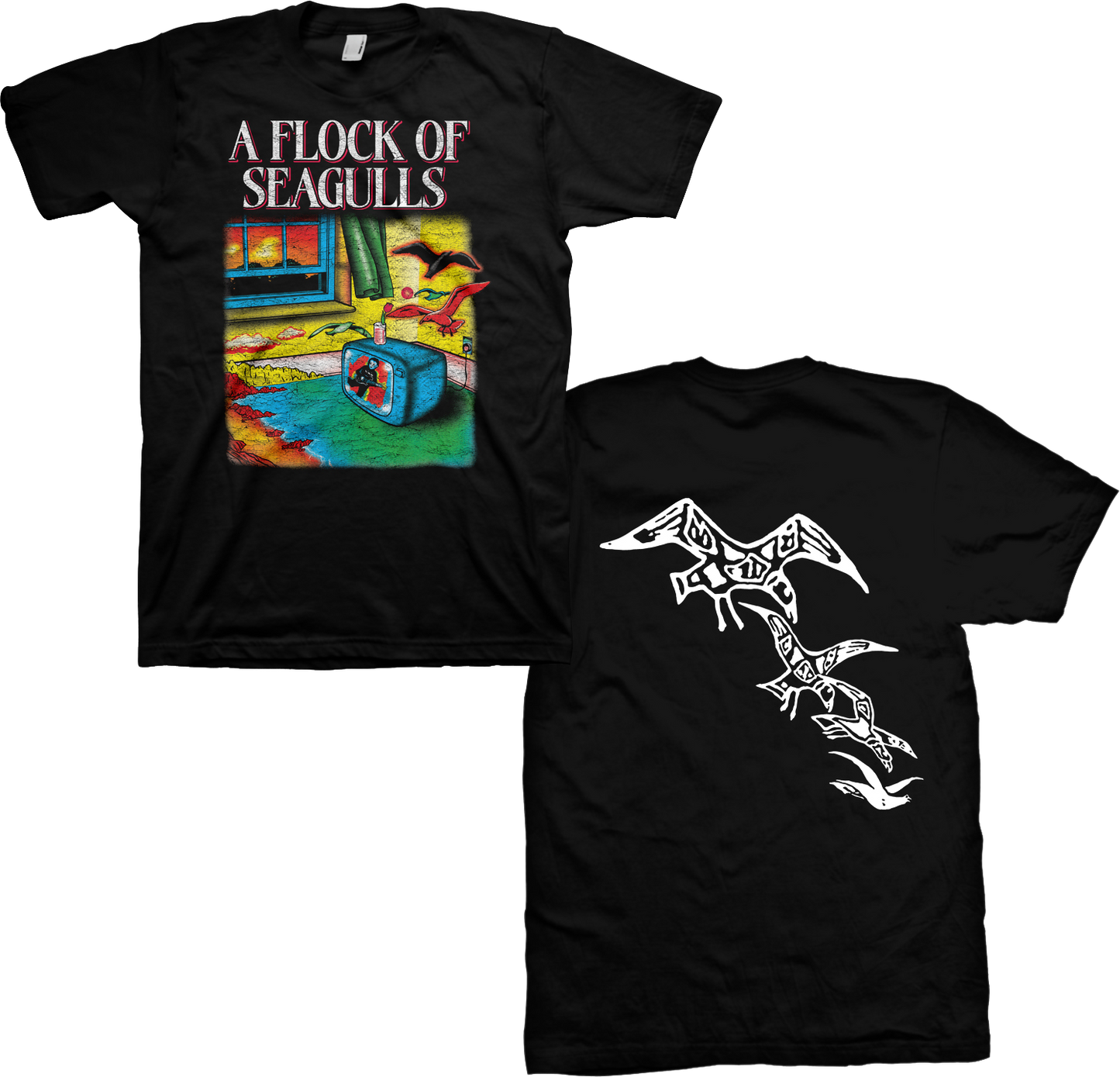 Front & Back Flock Of Seagulls T-Shirt