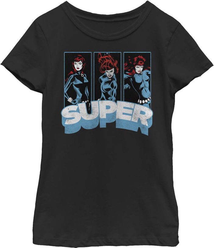 Girls Super Panels Black Widow Shirt