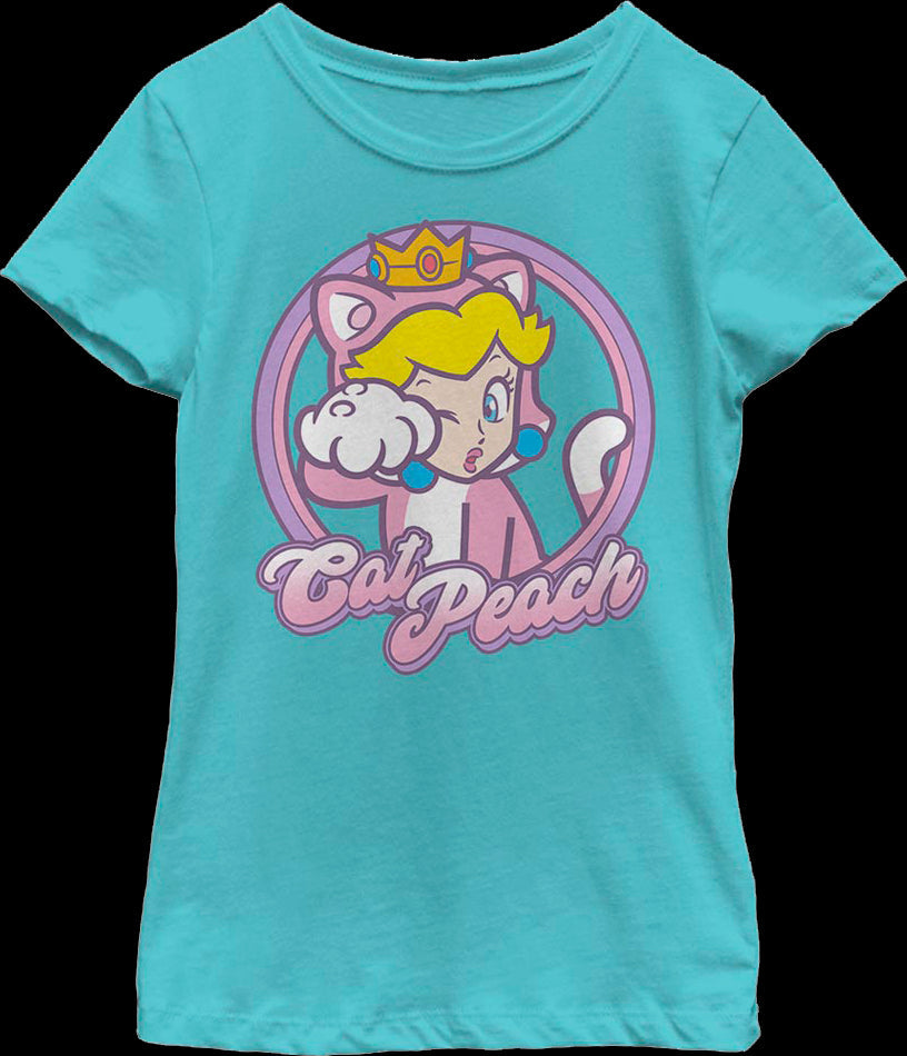 Girls Youth Cat Peach Super Mario Bros. Shirt
