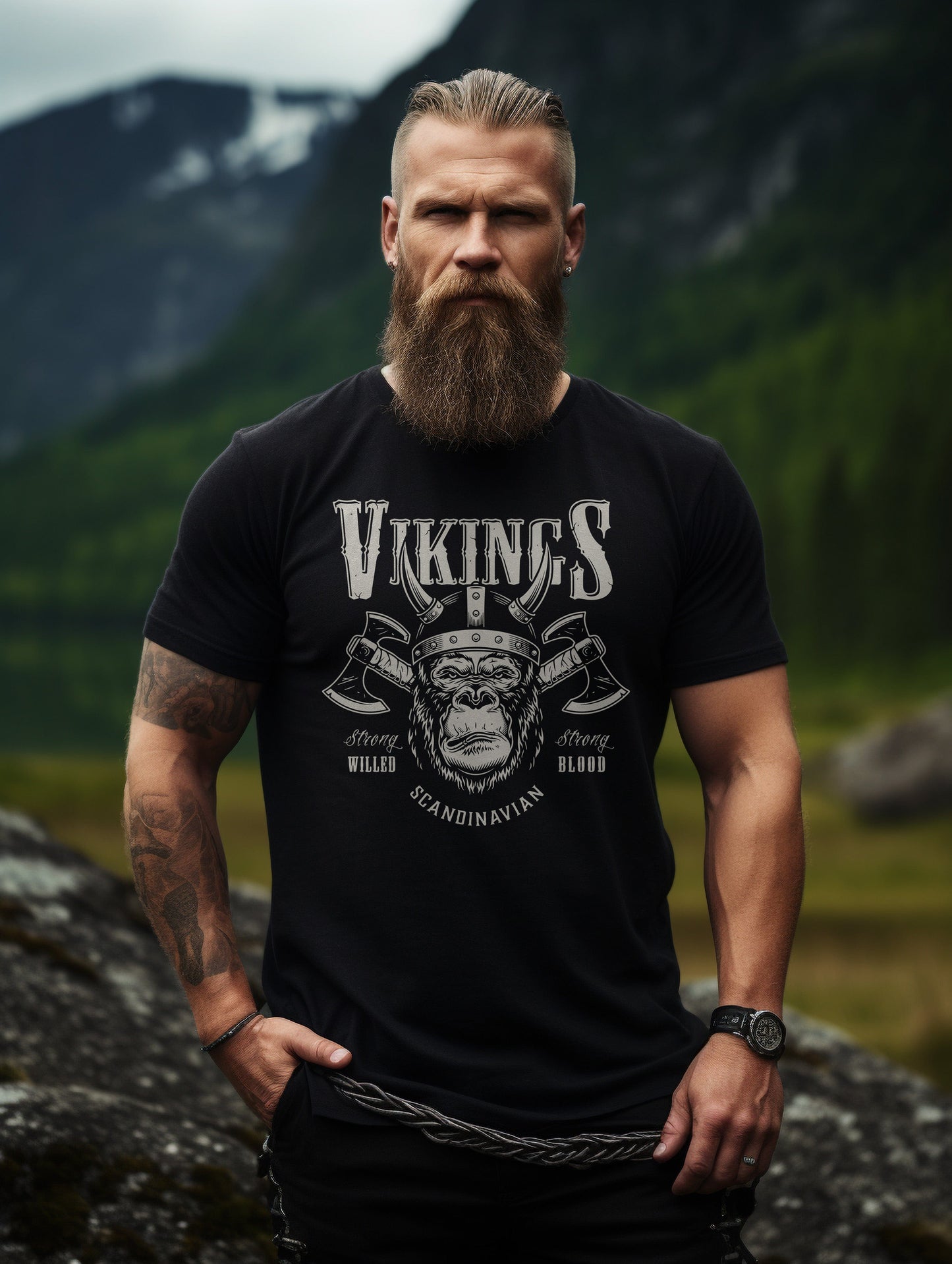 Gorilla & Axe Viking Funny TShirt T-Shirt