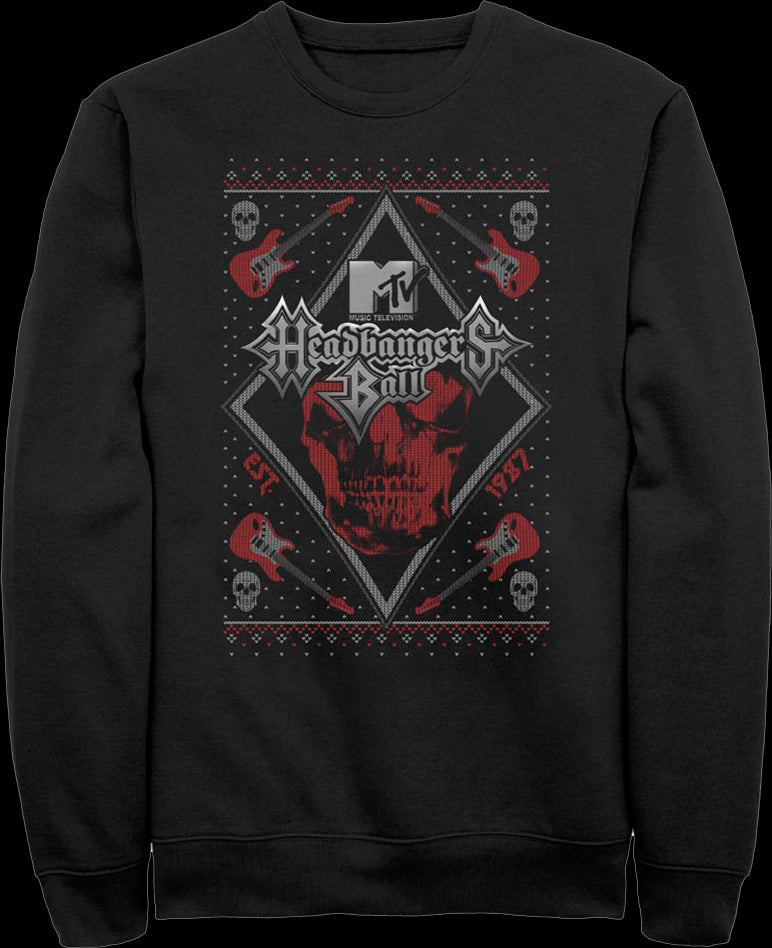 Headbangers Ball Faux Ugly Christmas Sweater MTV Sweatshirt