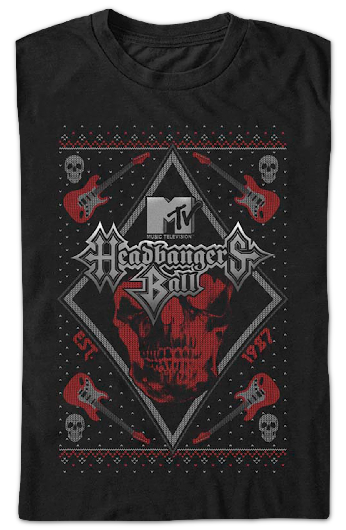 Headbangers Ball Faux Ugly Christmas Sweater MTV T-Shirt