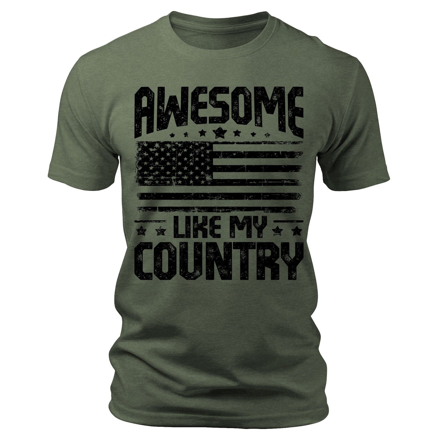 Men's Awesome Like My Country T-Shirts Patriotic Short Sleeve Crewneck Graphic Tees