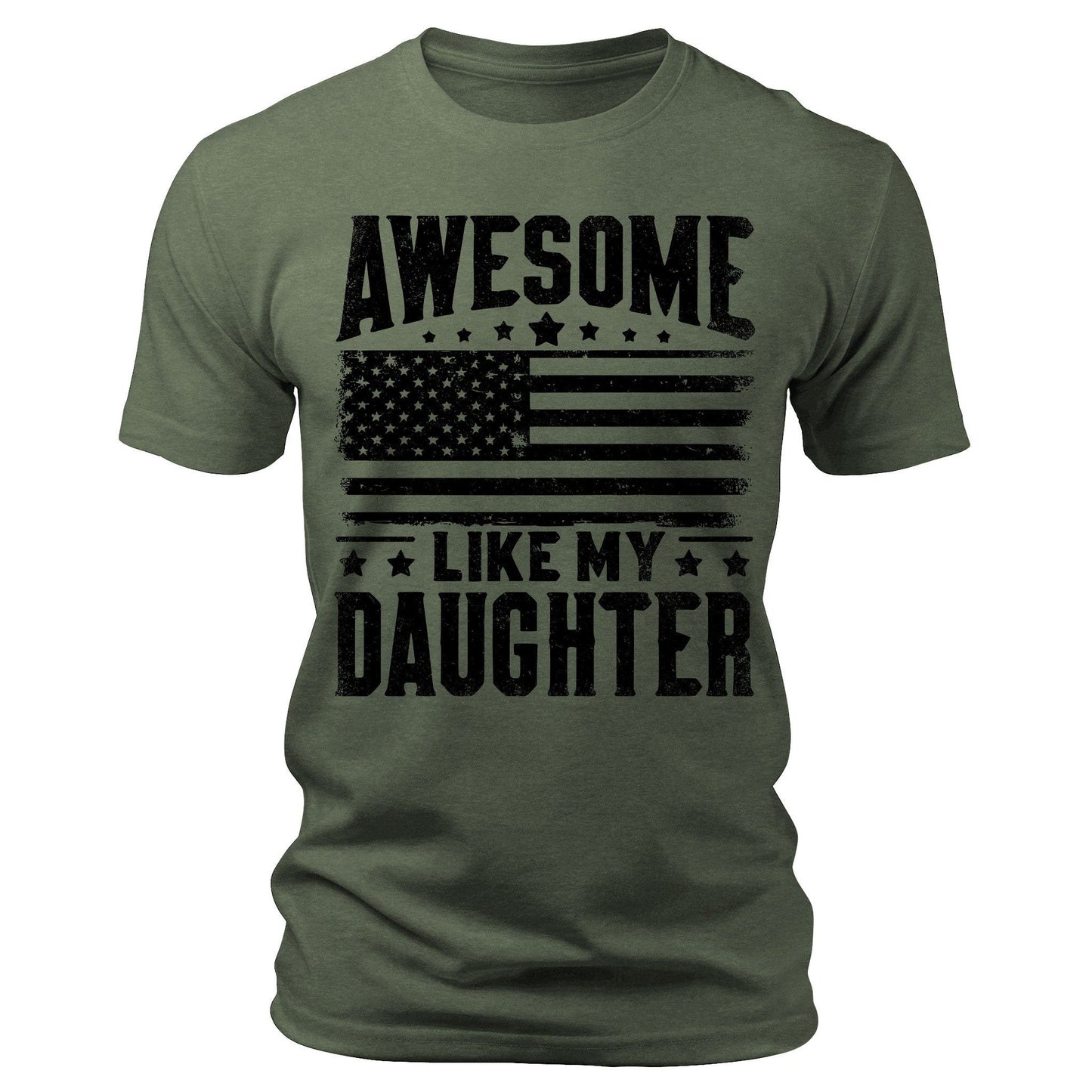 Men's Awesome Like My Daughter Flag T-Shirts Patriotic Short Sleeve Crewneck Graphic Tees