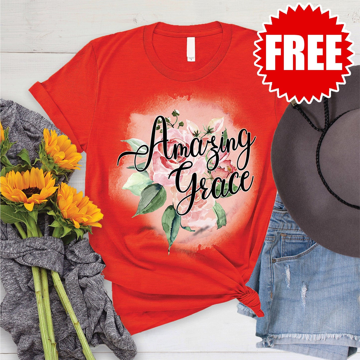 Amazing Grace Rose Tee - Heather Poppy Style001