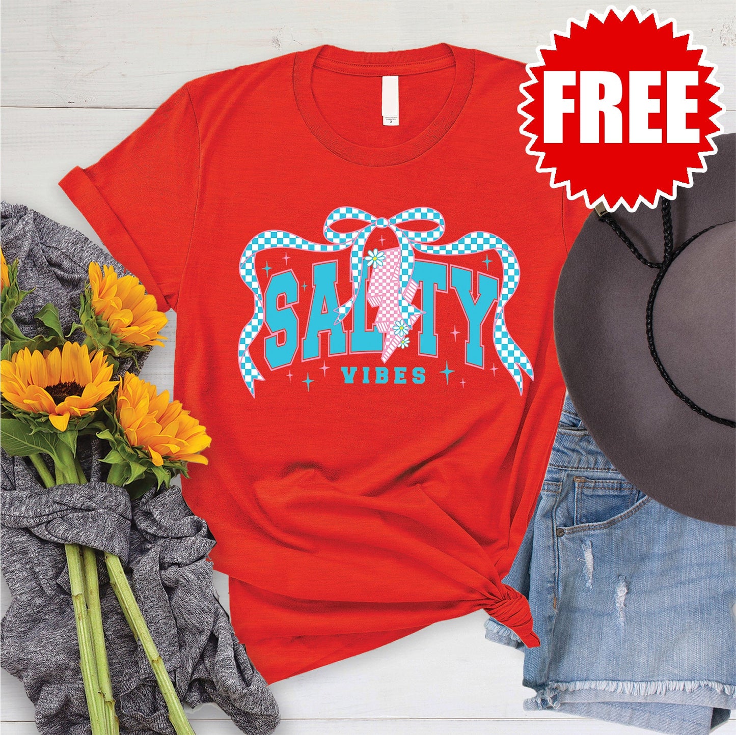 Salty Vibes Tee - Heather Poppy - 0