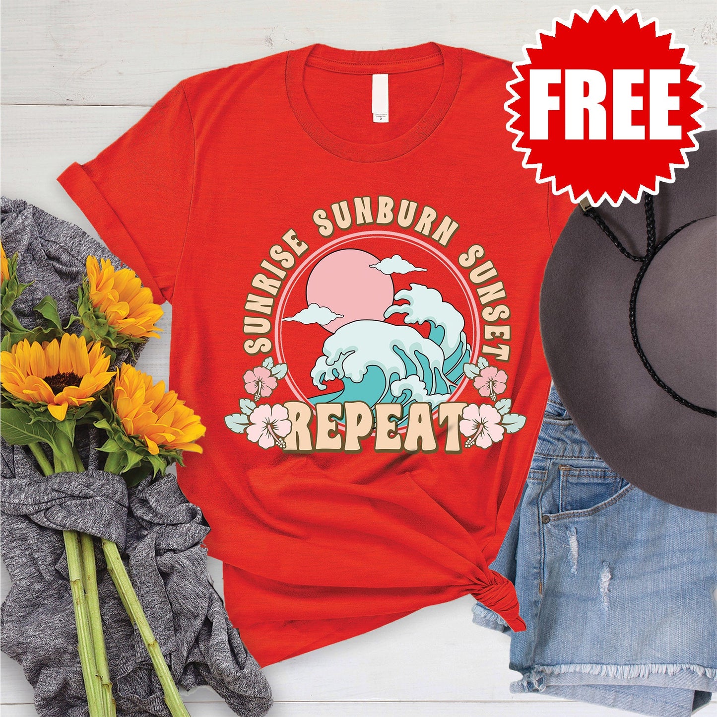 Sunrise Tee - Heather Poppy - 0