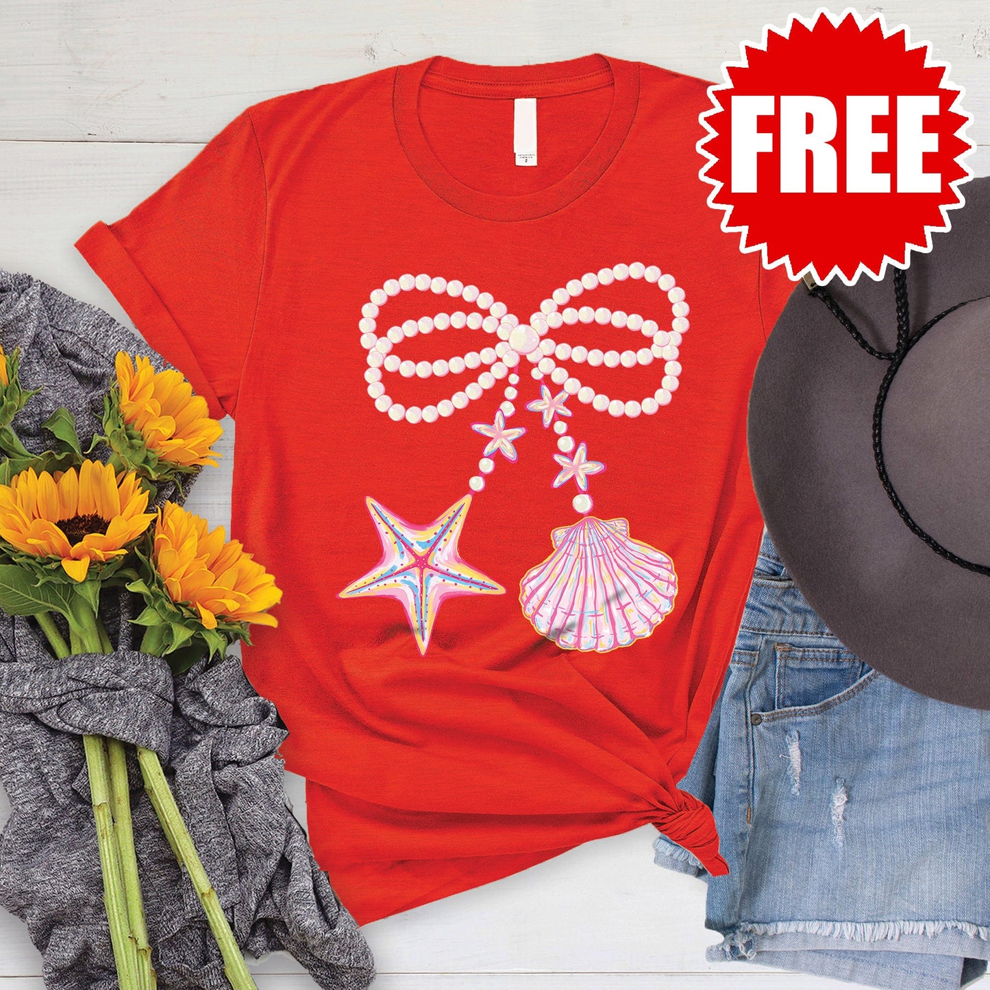 Shells and Pearls Tee - Heather Poppy - 0