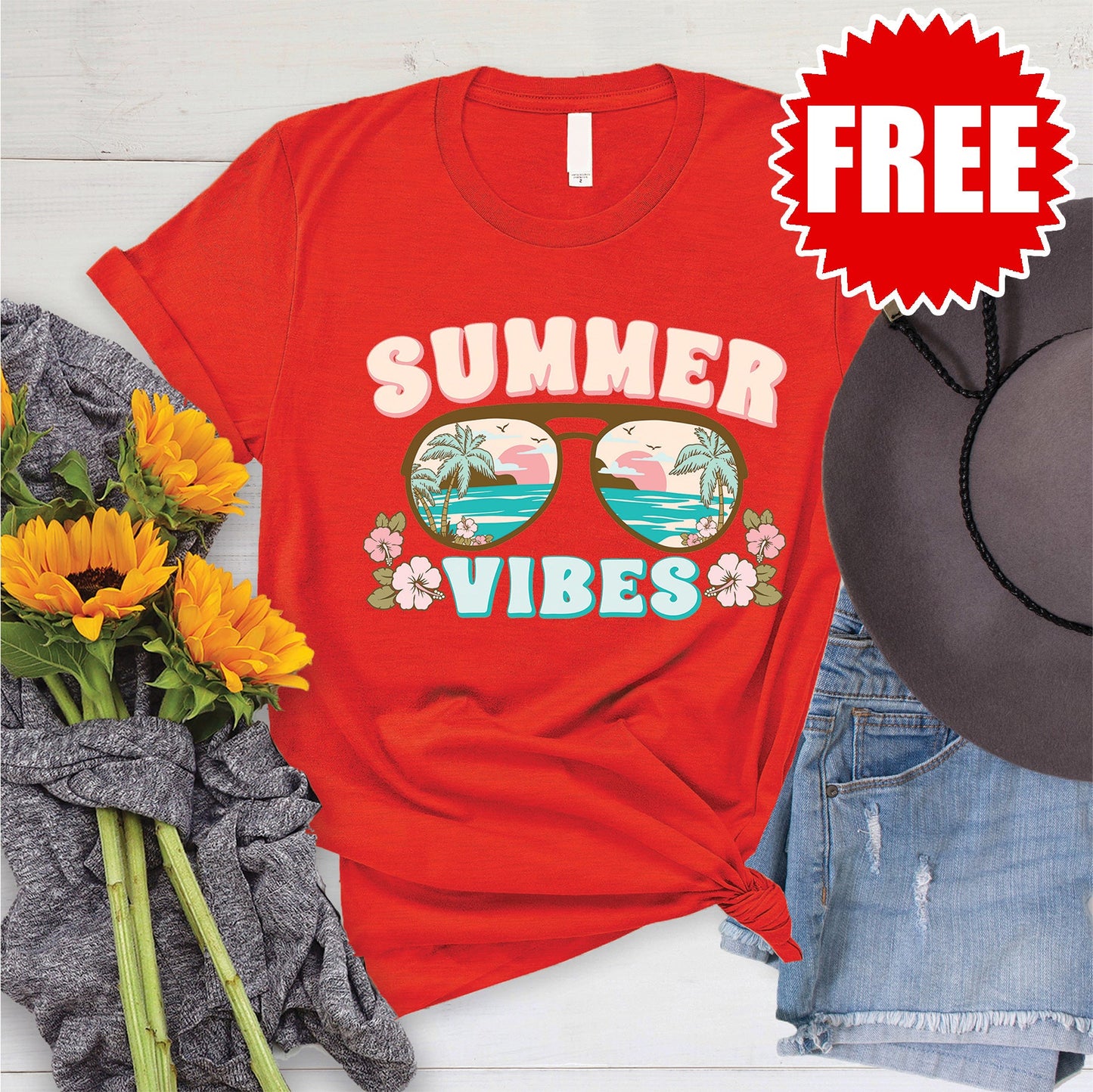Summer Vibes Tee - Heather Poppy - 0 Style001
