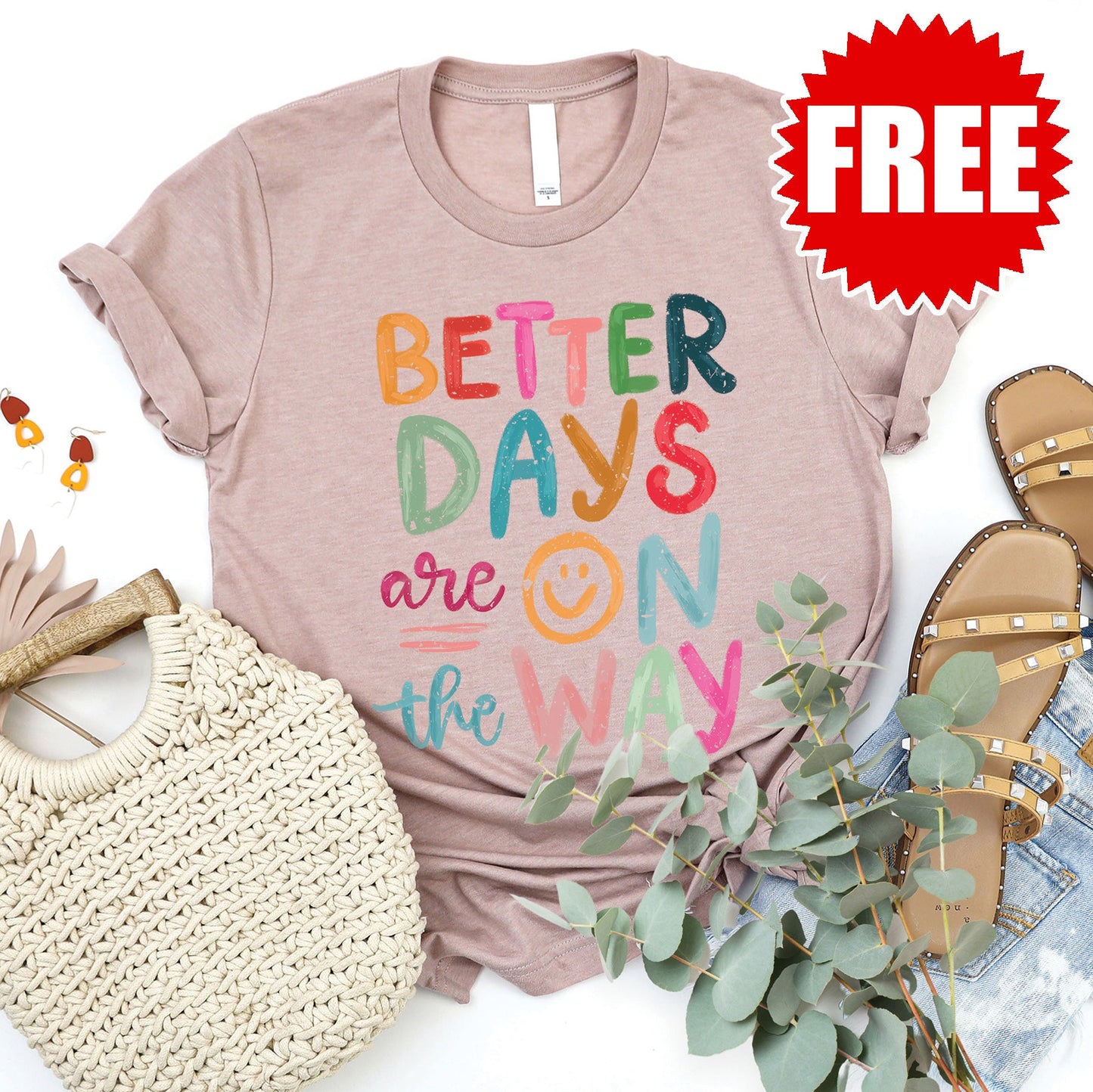 Better Days Tee - Heather Pink Gravel - 0