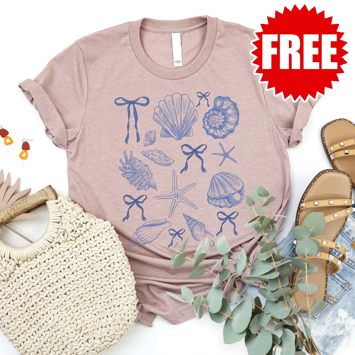 Sea Shells Tee - Heather Pink Gravel - 0