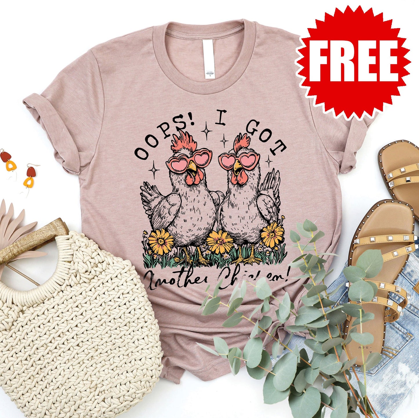 Another Chicken Tee - Heather Pink Gravel - 0