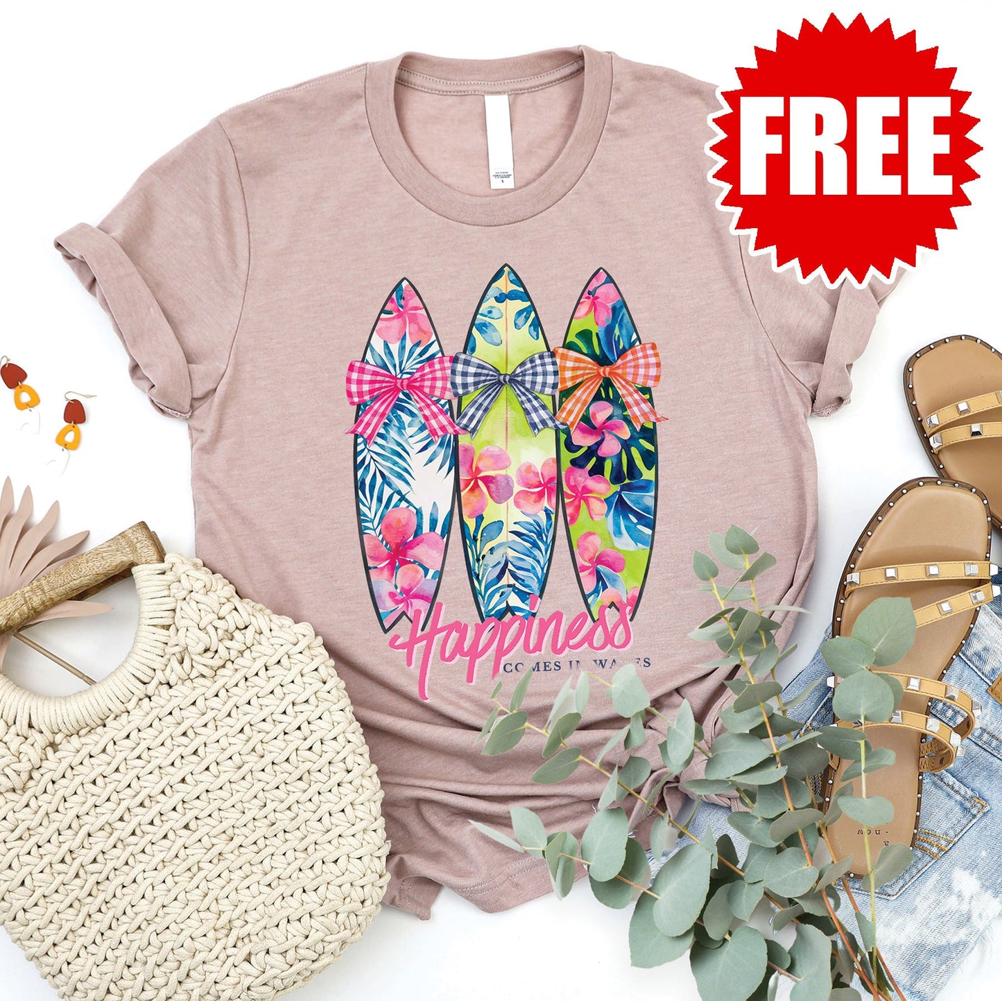 Happiness Tee - Heather Pink Gravel - 0