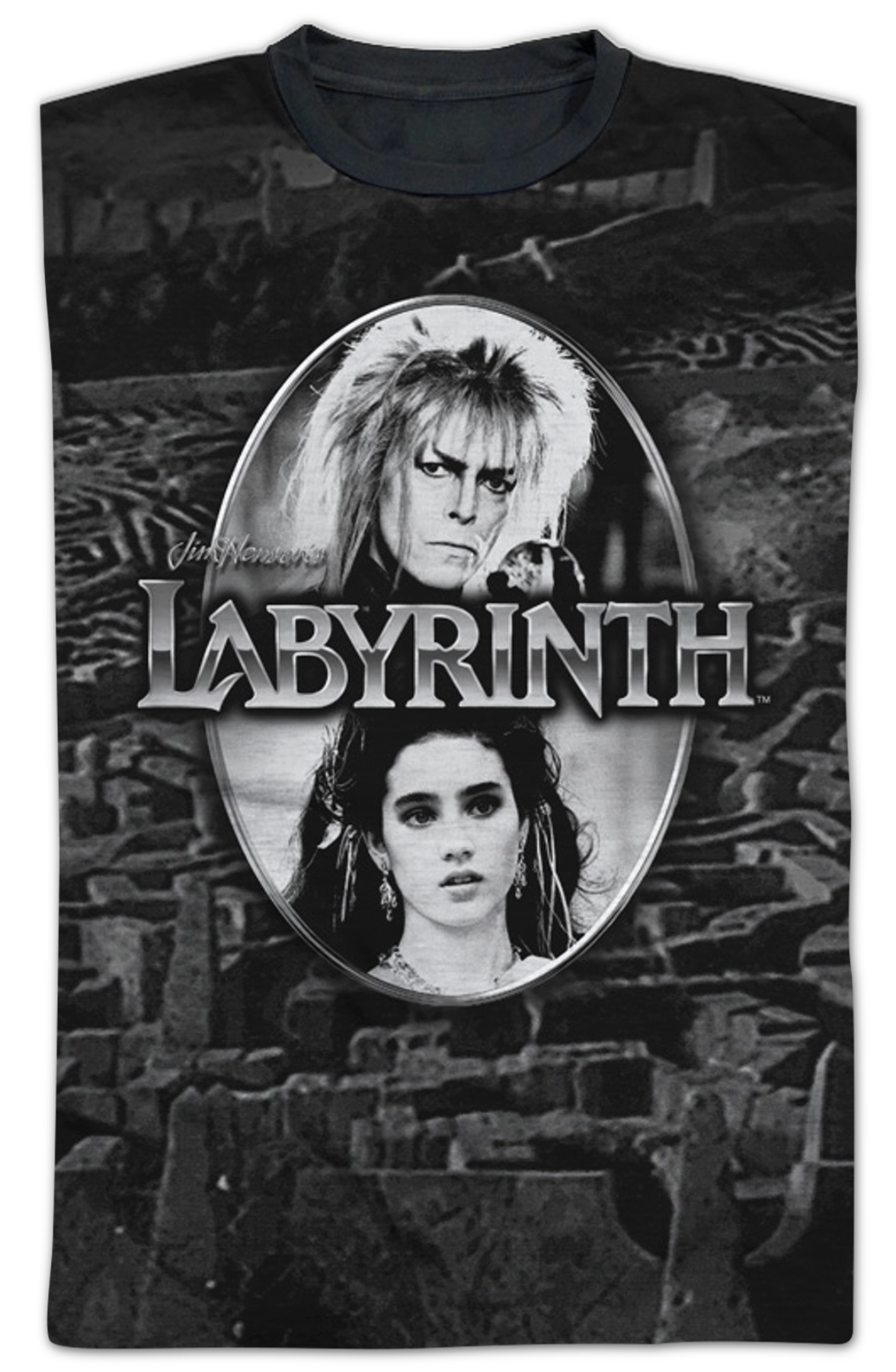 Jareth and Sarah Black and White Labyrinth T-Shirt