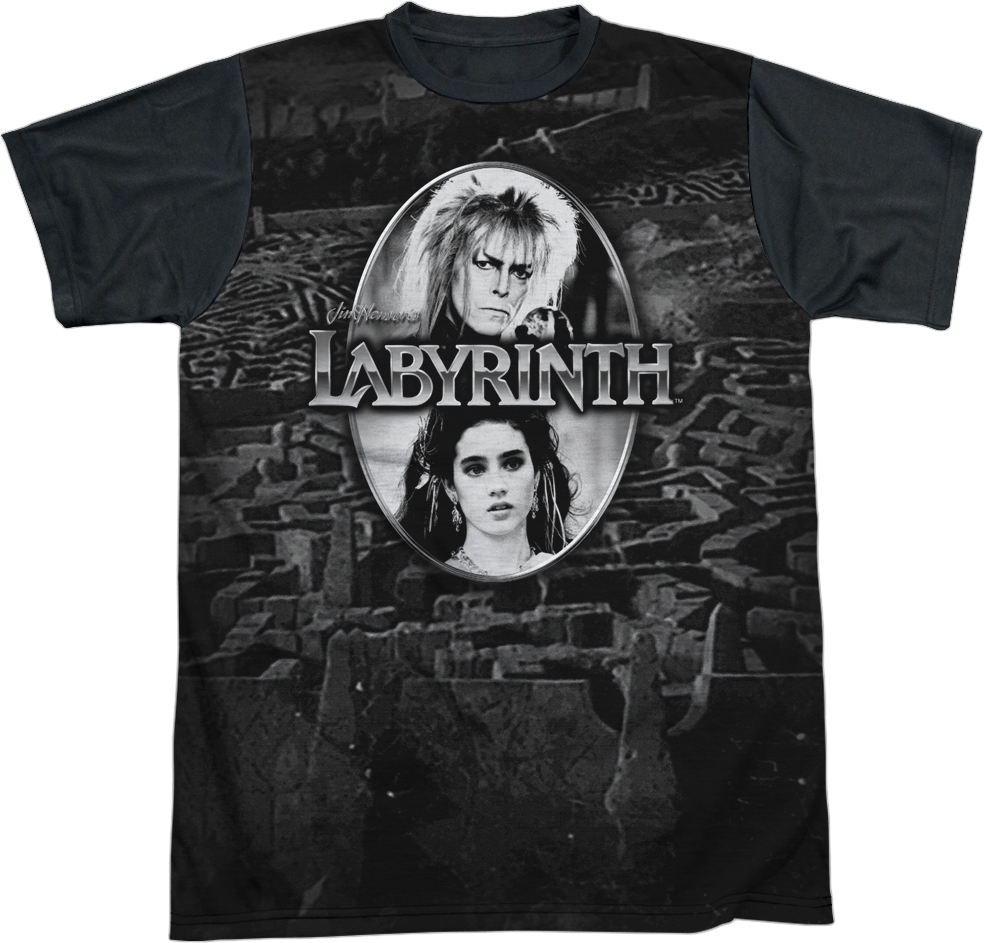 Jareth and Sarah Black and White Labyrinth T-Shirt
