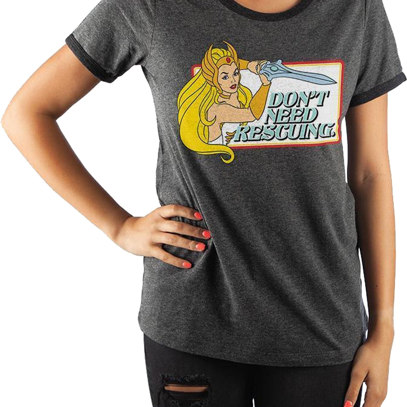 Junior Don't Need Rescuing She-Ra Masters of the Universe Ringer Shirt