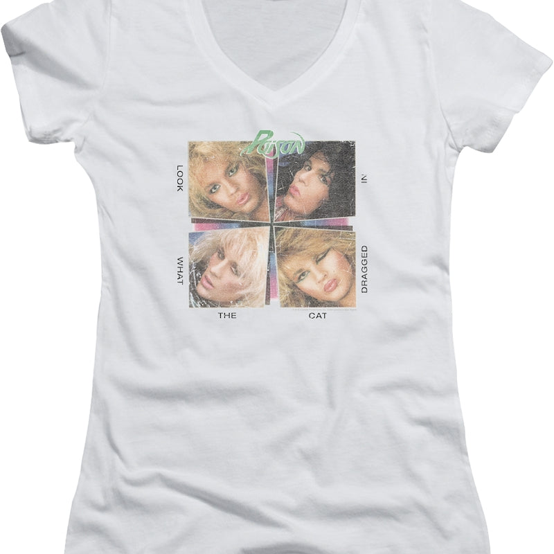 Junior Look What The Cat Dragged In Poison V-Neck Shirt