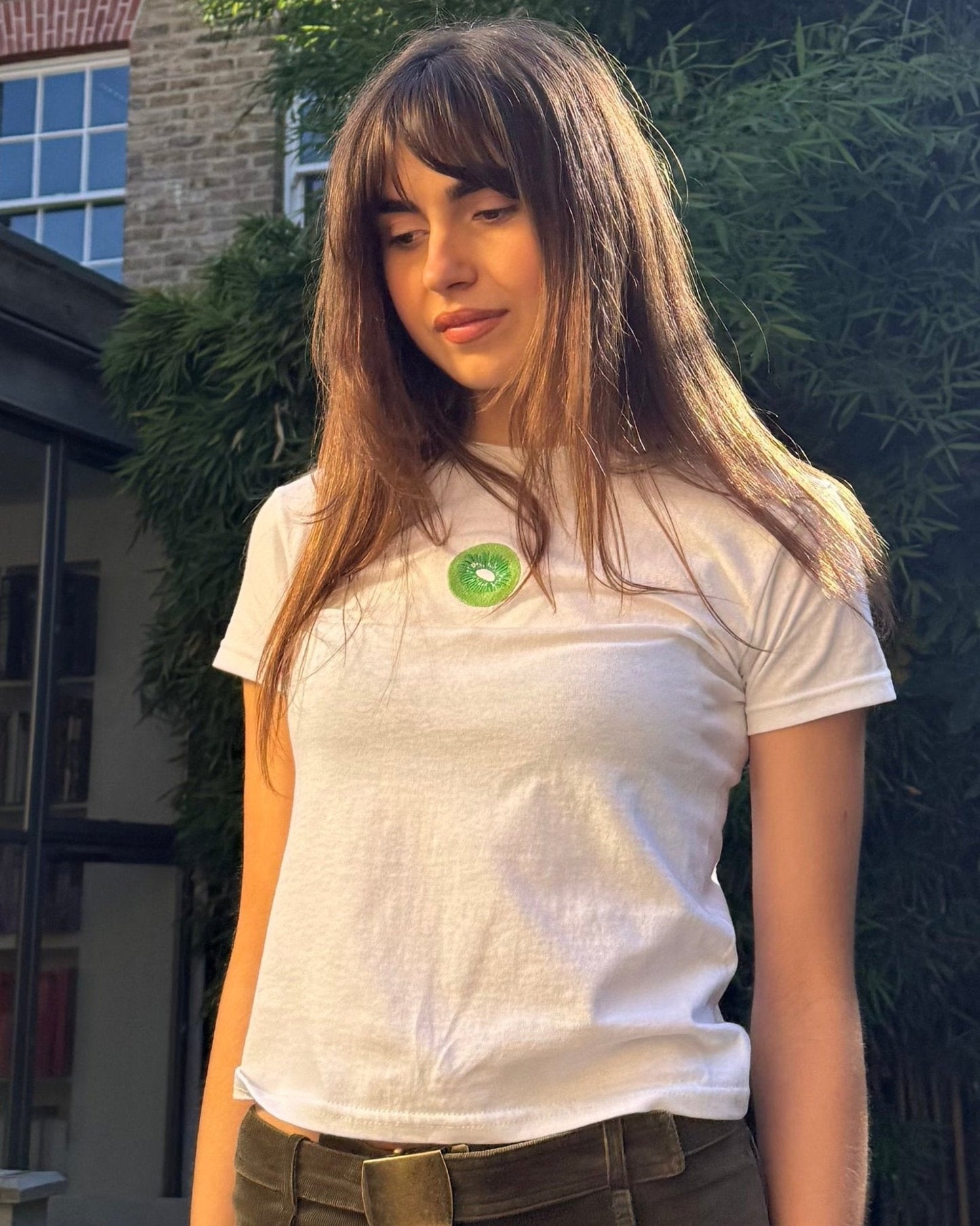 kiwi embroidered baby tee