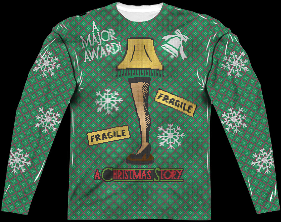 Leg Lamp Faux Ugly Sweater Christmas Story Long Sleeve Tee