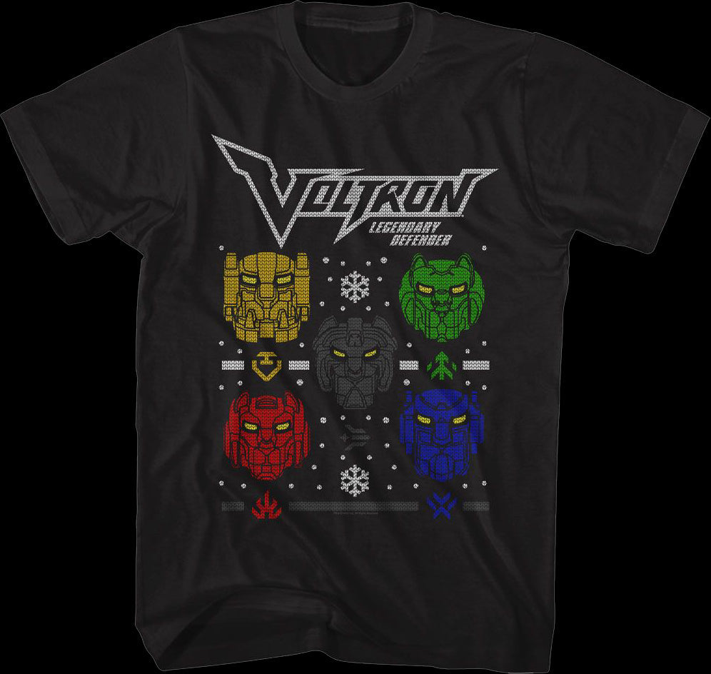 Lion Heads Faux Ugly Christmas Sweater Voltron T-Shirt