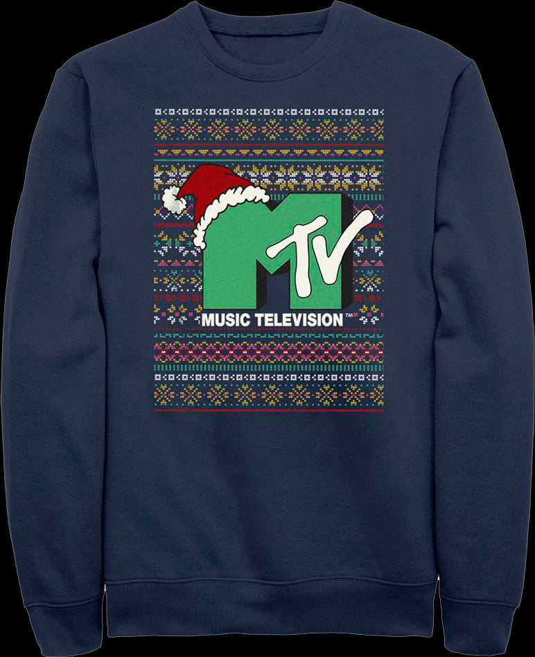 Logo Faux Ugly Christmas Sweater MTV Sweatshirt