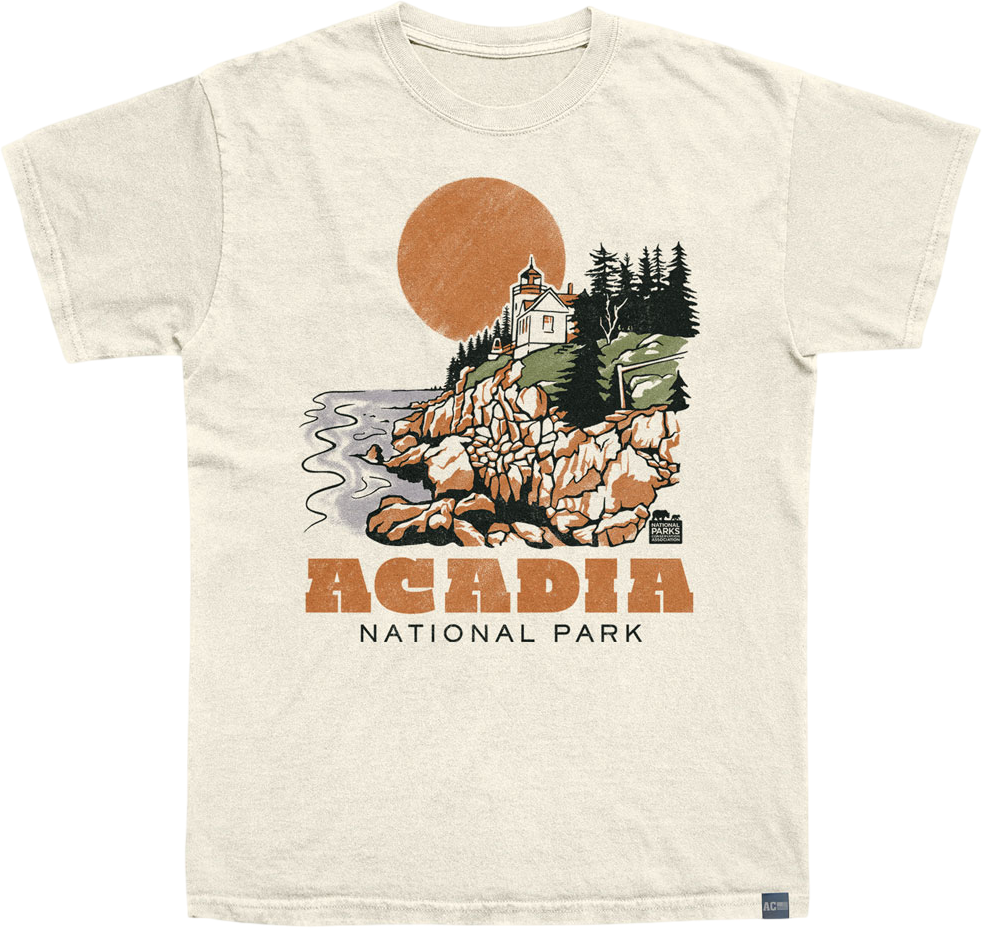 Made In USA Acadia Drawn Lighthouse NPCA T-Shirt
