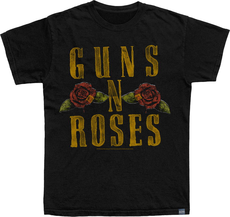 Made In USA Logo and Roses Guns N Roses T-Shirt