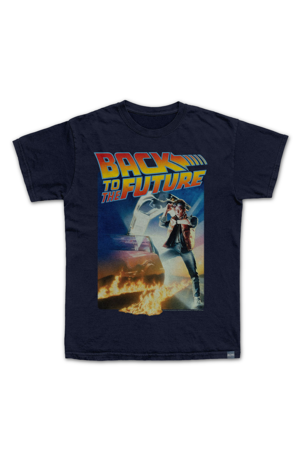 Made In USA Logo On Fire Back To The Future T-Shirt