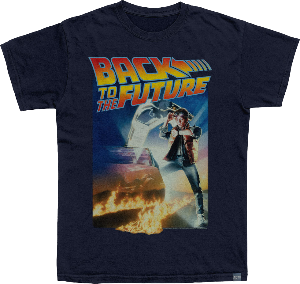 Made In USA Logo On Fire Back To The Future T-Shirt
