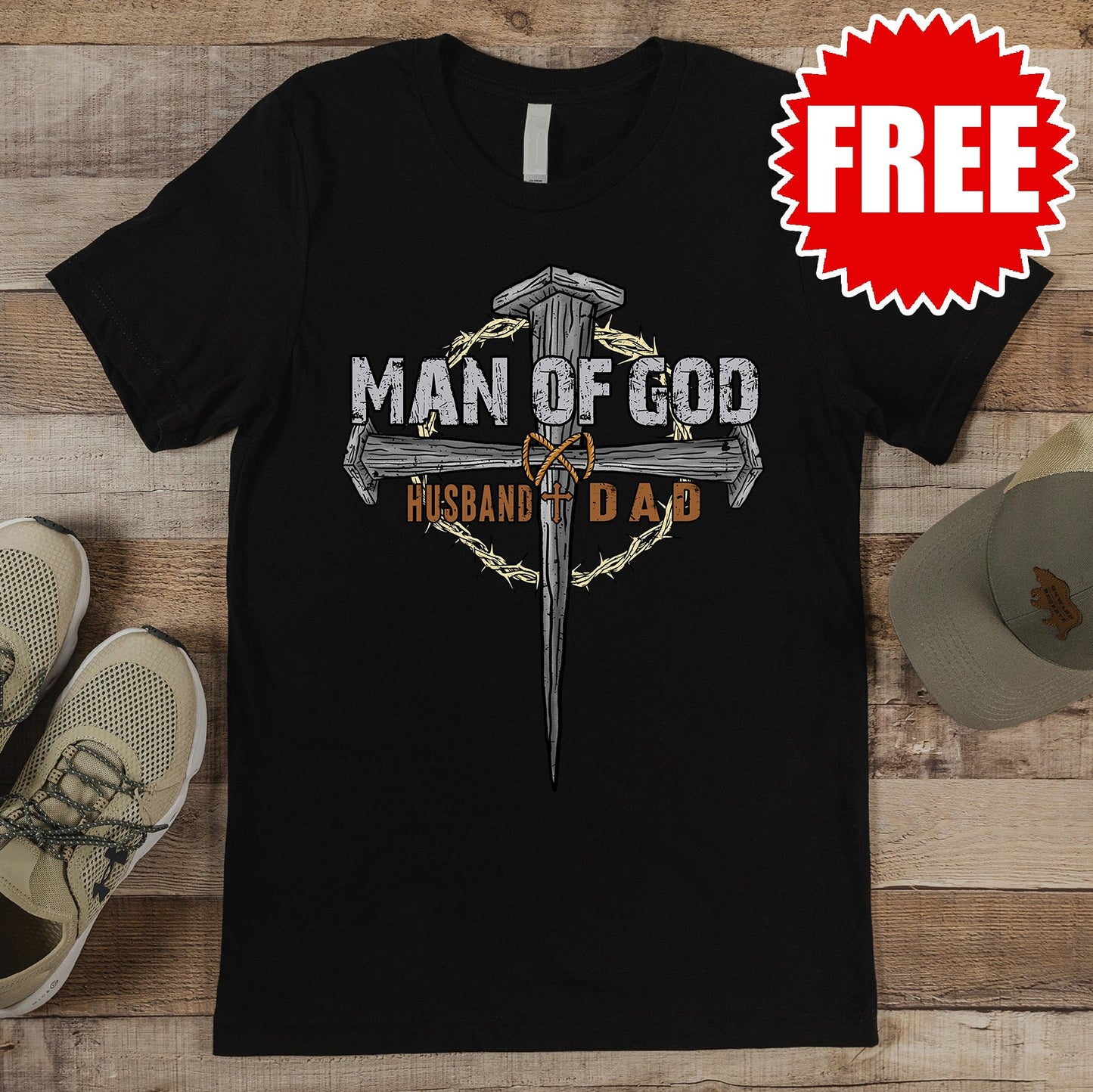 Man of God Cross Tee - Black - 0