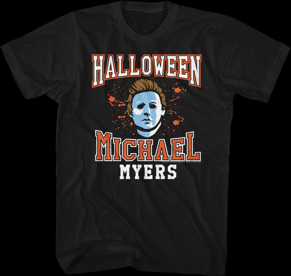 Michael Myers Mask Varsity Logo Halloween T-Shirt