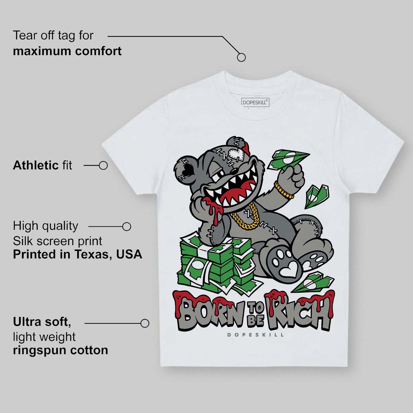 Cool Grey 9s DopeSkill Toddler Kids T-shirt Born To Be Rich Graphic