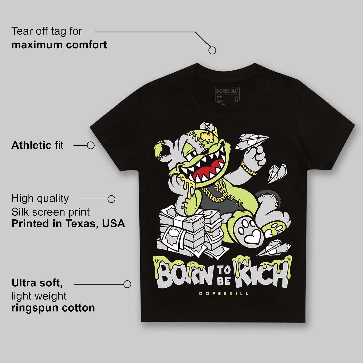 Light Lemon Twist 4s DopeSkill Toddler Kids T-shirt Born To Be Rich Graphic
