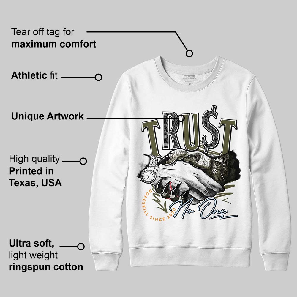 Olive 5s DopeSkill Sweatshirt Trust No One Graphic
