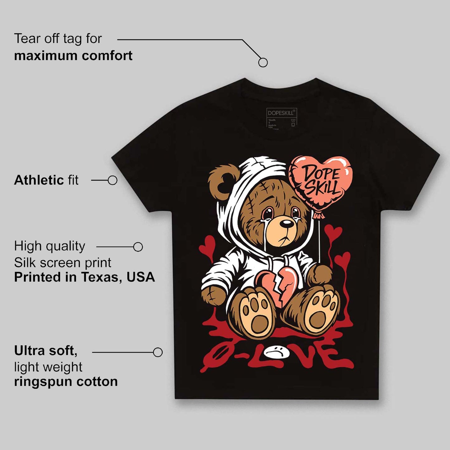 Rare Air Cinnabar 1s DopeSkill Toddler Kids T-shirt Broken Bear Graphic